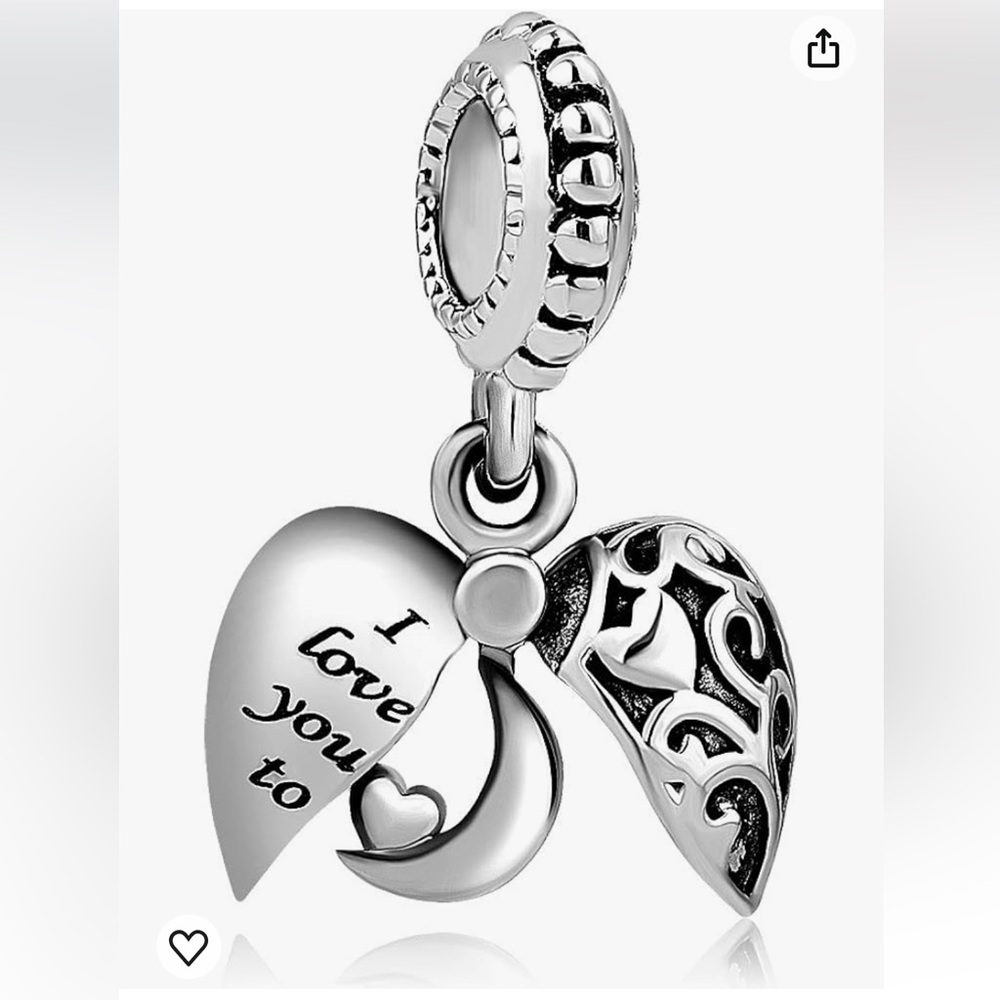 I Love You To The Moon and Back Heart Love Charm